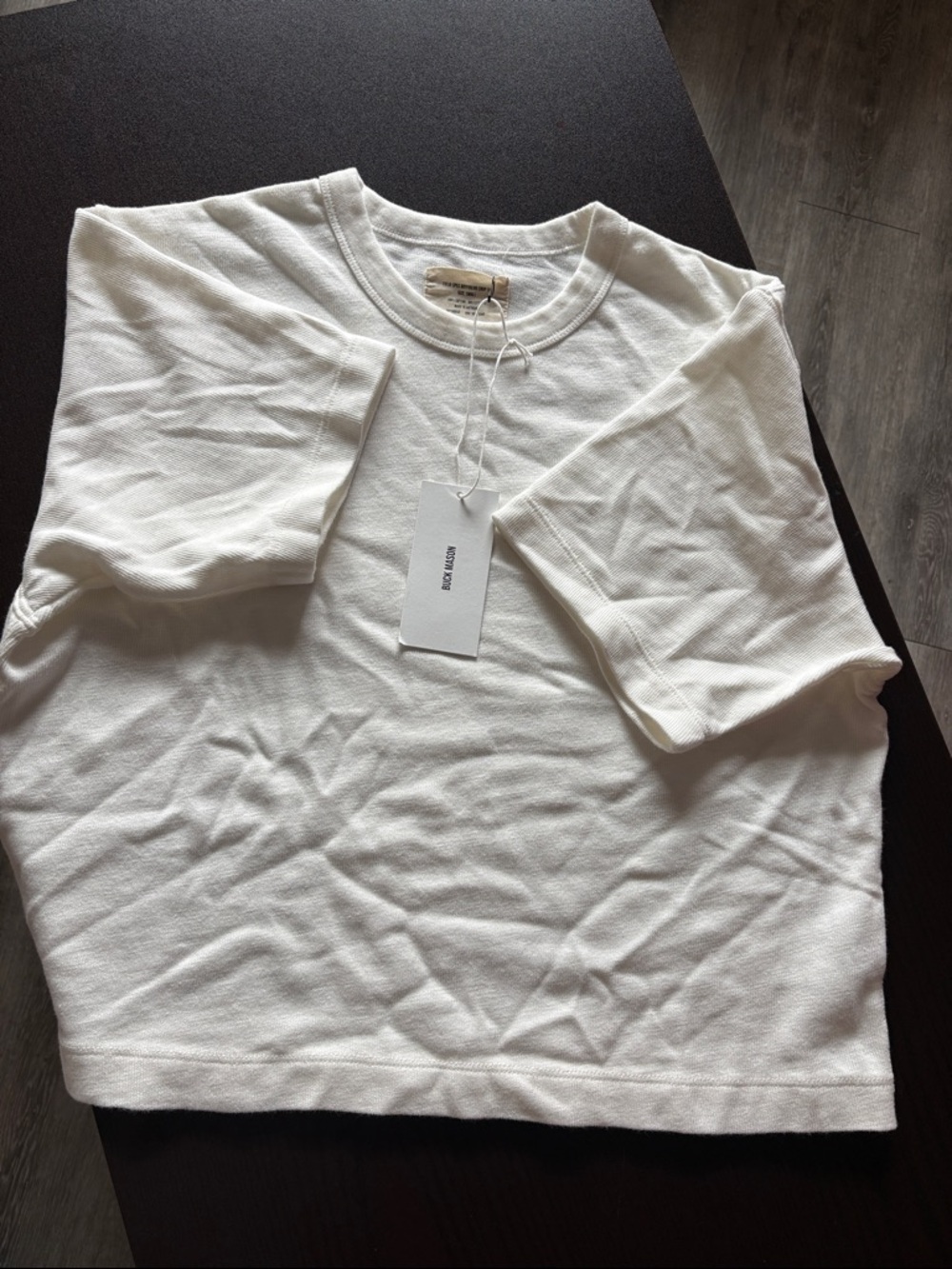NWT Buck Mason White Field Spec Boyfriend Crop Tee Small Retail $62